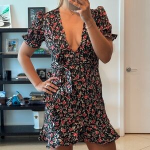 Lioness Tell Me Lies Floral Ruffled Wrap Mini Dress